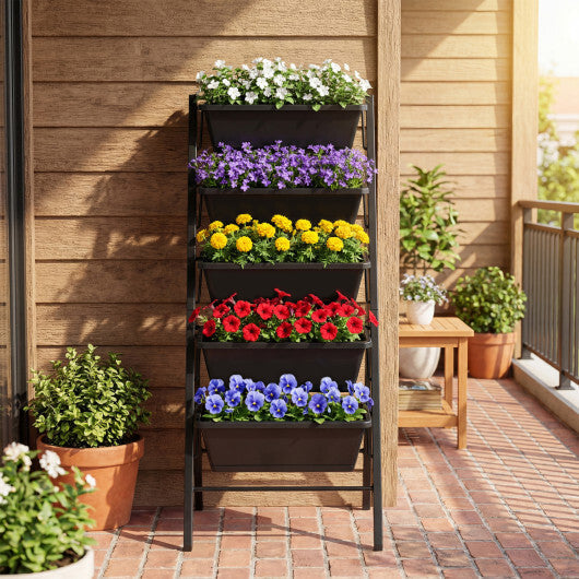 5-Tier Vertical Raised Garden Bed with Drainage Holes for Patio W2B
