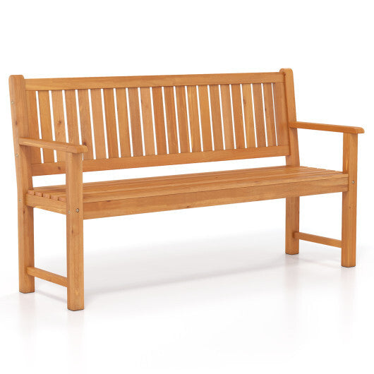 3-Seater Outdoor Wooden Bench 59 inch Large Garden Bench with Backrest-Yellow W2B