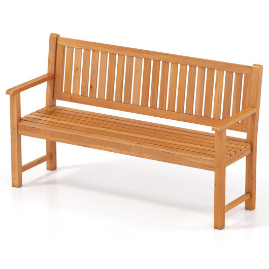 3-Seater Outdoor Wooden Bench 59 inch Large Garden Bench with Backrest-Yellow W2B