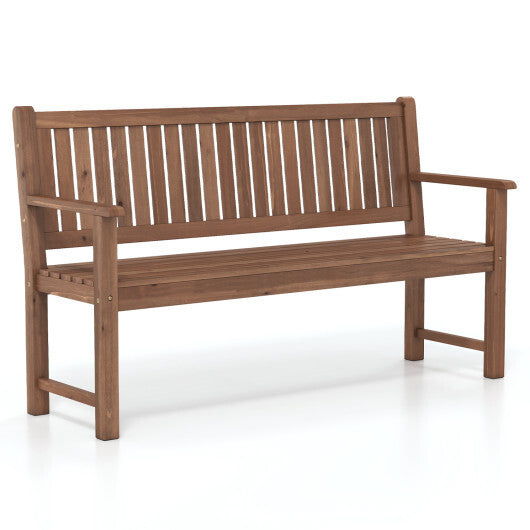 3-Seater Outdoor Wooden Bench 59 inch Large Garden Bench with Backrest-Yellow W2B