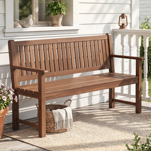 3-Seater Outdoor Wooden Bench 59 inch Large Garden Bench with Backrest-Yellow W2B