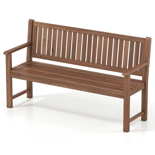 3-Seater Outdoor Wooden Bench 59 inch Large Garden Bench with Backrest-Yellow W2B