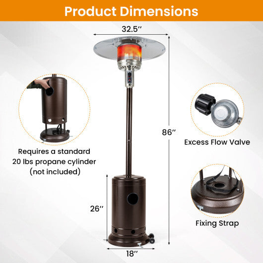 50 000 BTU Patio Propane Gas Heater with Stainless Steel Burner-Bronze W2B
