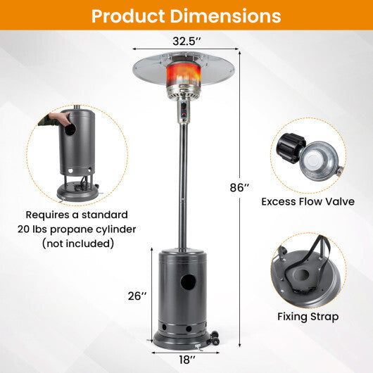 50 000 BTU Patio Propane Gas Heater with Stainless Steel Burner-Bronze W2B