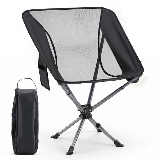 360 Swivel Camping Chair with Cup Holder and Side Pocket for Beach Support 300 LBS-Blue W2B