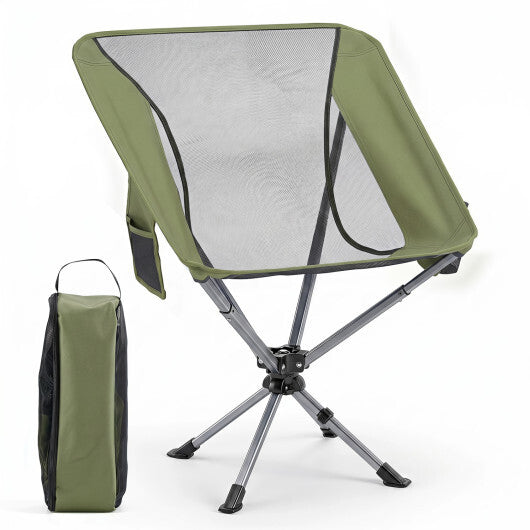 360 Swivel Camping Chair with Cup Holder and Side Pocket for Beach Support 300 LBS-Blue W2B