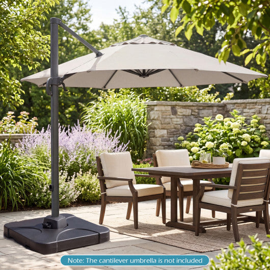 Cantilever Patio Umbrella Base 242 LBS Water and Sand Fillable Weighted Stand W2B
