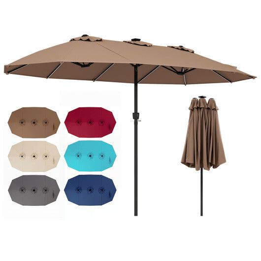 15.5FT Extra-Large Patio Umbrella 12 Reinforced Metal Ribs-Brown W2B