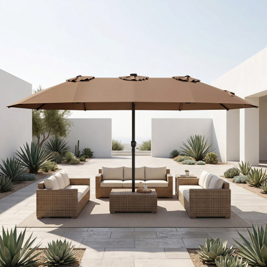 15.5FT Extra-Large Patio Umbrella 12 Reinforced Metal Ribs-Brown W2B