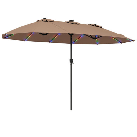 15.5FT Extra-Large Patio Umbrella 12 Reinforced Metal Ribs-Brown W2B