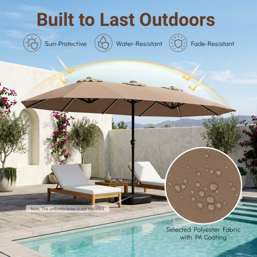 15.5FT Extra-Large Patio Umbrella 12 Reinforced Metal Ribs-Brown W2B