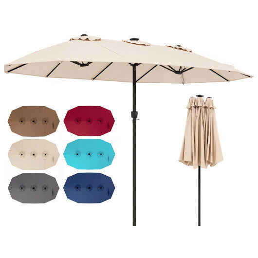 15.5FT Extra-Large Patio Umbrella 12 Reinforced Metal Ribs-Brown W2B