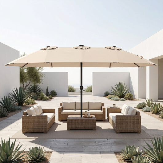 15.5FT Extra-Large Patio Umbrella 12 Reinforced Metal Ribs-Brown W2B