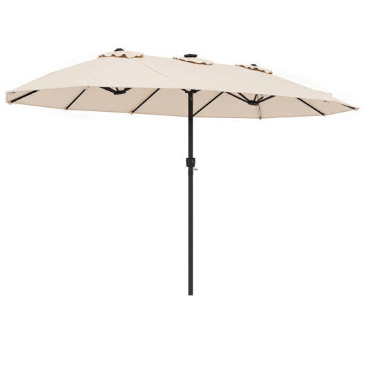 15.5FT Extra-Large Patio Umbrella 12 Reinforced Metal Ribs-Brown W2B