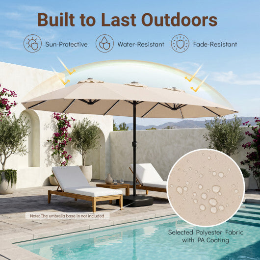 15.5FT Extra-Large Patio Umbrella 12 Reinforced Metal Ribs-Brown W2B