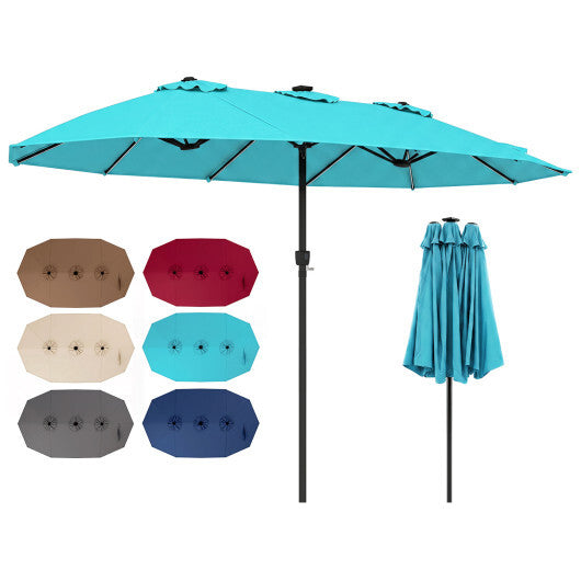 15.5FT Extra-Large Patio Umbrella 12 Reinforced Metal Ribs-Brown W2B