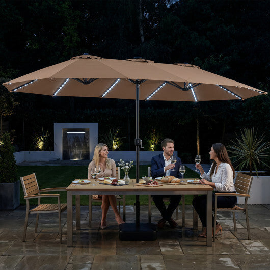 15.5FT Extra-Large Patio Umbrella with Base 12 Reinforced Ribs-Brown W2B