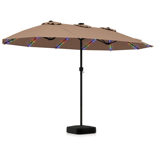 15.5FT Extra-Large Patio Umbrella with Base 12 Reinforced Ribs-Brown W2B