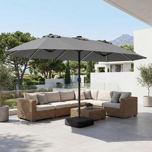 15.5FT Extra-Large Patio Umbrella with Base 12 Reinforced Ribs-Brown W2B