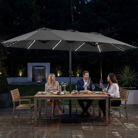 15.5FT Extra-Large Patio Umbrella with Base 12 Reinforced Ribs-Brown W2B