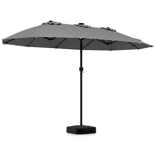 15.5FT Extra-Large Patio Umbrella with Base 12 Reinforced Ribs-Brown W2B