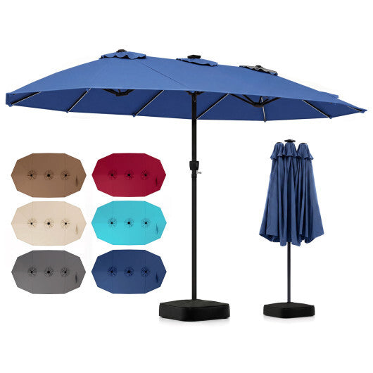 15.5FT Extra-Large Patio Umbrella with Base 12 Reinforced Ribs-Brown W2B