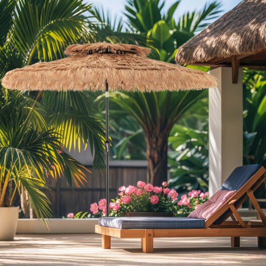 10FT and 2-Tier Tiki Patio Umbrella with 8 Ribs-Brown W2B