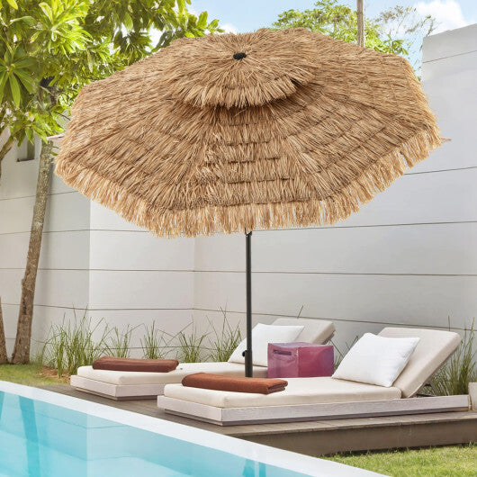10FT and 2-Tier Tiki Patio Umbrella with 8 Ribs-Brown W2B