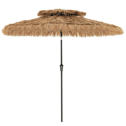 10FT and 2-Tier Tiki Patio Umbrella with 8 Ribs-Brown W2B