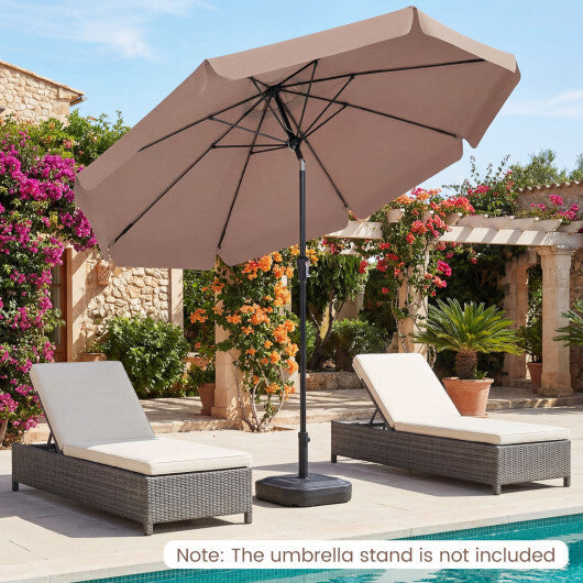 10 FT Scalloped Patio Umbrella with Push Button Tilt and 8 Fiberglass Ribs-Brown W2B