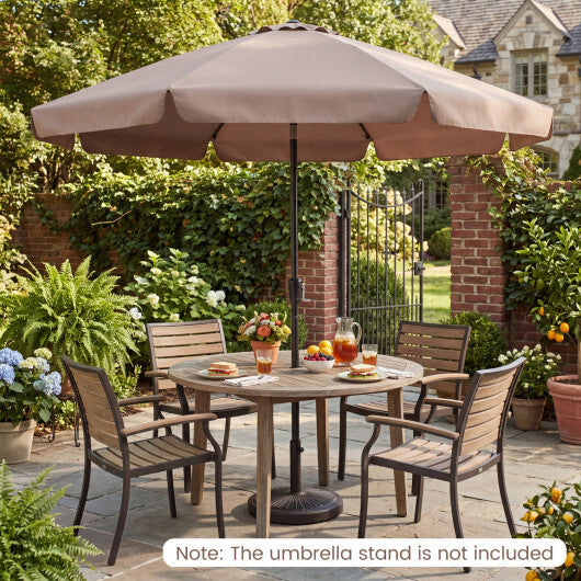 10 FT Scalloped Patio Umbrella with Push Button Tilt and 8 Fiberglass Ribs-Brown W2B