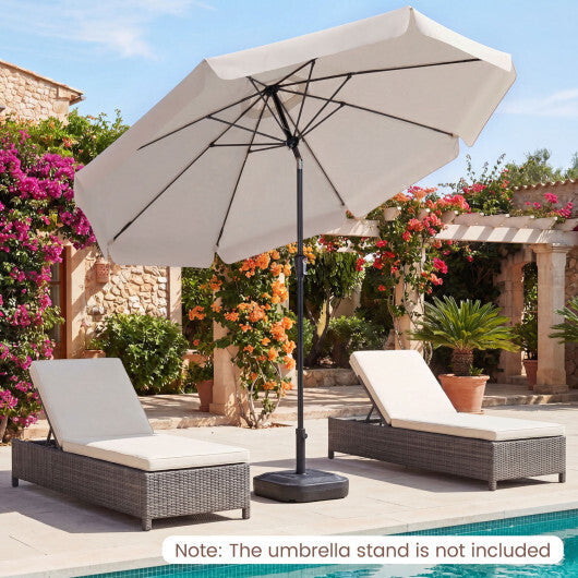10 FT Scalloped Patio Umbrella with Push Button Tilt and 8 Fiberglass Ribs-Brown W2B