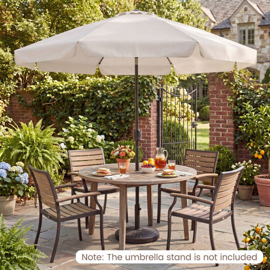 10 FT Scalloped Patio Umbrella with Push Button Tilt and 8 Fiberglass Ribs-Brown W2B