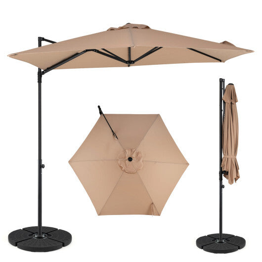 10 FT Cantilever Patio Umbrella with 360 Rotation for Garden-Tan W2B