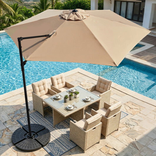 10 FT Cantilever Patio Umbrella with 360 Rotation for Garden-Tan W2B