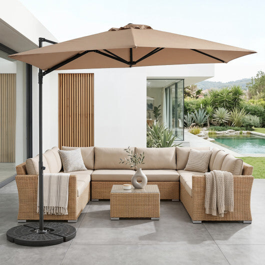 10 FT Cantilever Patio Umbrella with 360 Rotation for Garden-Tan W2B