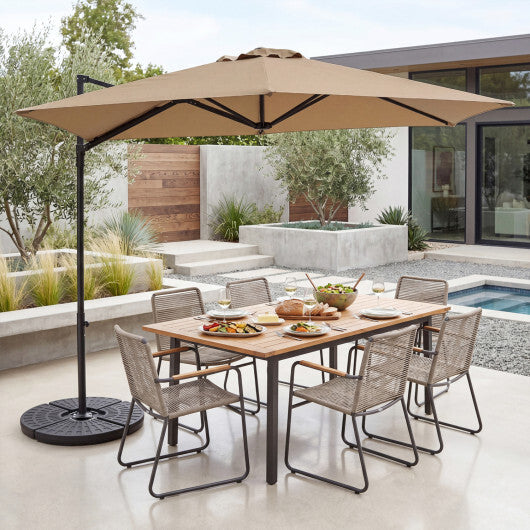 10 FT Cantilever Patio Umbrella with 360 Rotation for Garden-Tan W2B