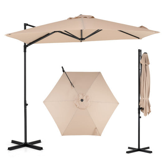 10 FT Cantilever Patio Umbrella with 360 Rotation for Garden-Tan W2B