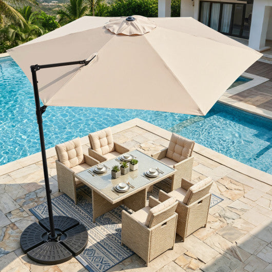 10 FT Cantilever Patio Umbrella with 360 Rotation for Garden-Tan W2B