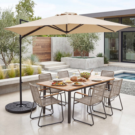 10 FT Cantilever Patio Umbrella with 360 Rotation for Garden-Tan W2B