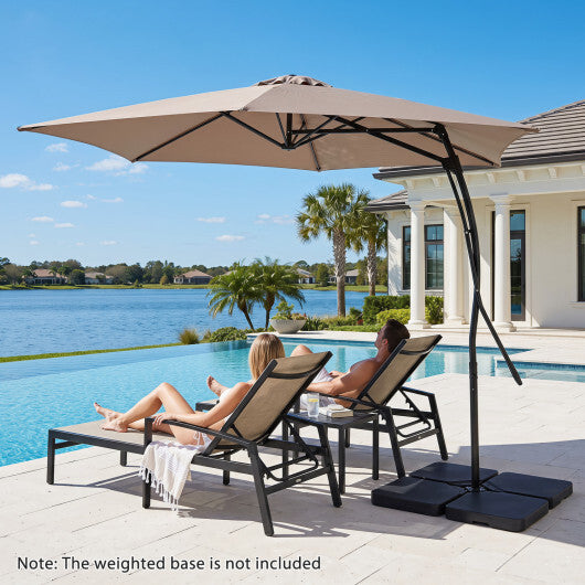 9 FT Cantilever Umbrella with Cross Base Included with Smooth Handle amd Heavy Duty Frame-Brown W2B