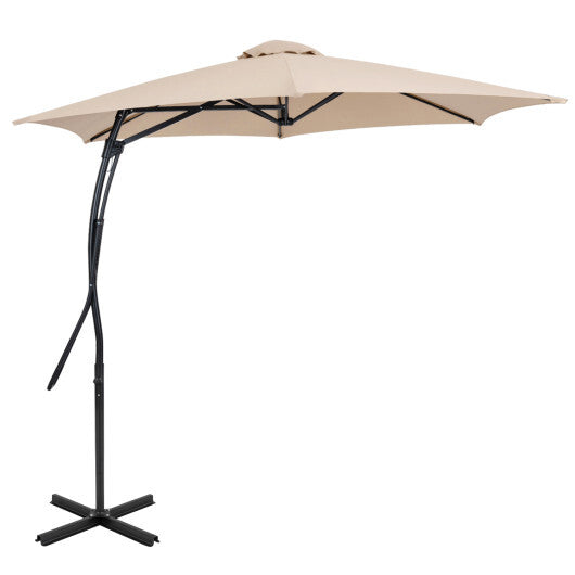 9 FT Cantilever Umbrella with Cross Base Included with Smooth Handle amd Heavy Duty Frame-Brown W2B