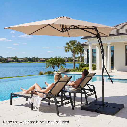 9 FT Cantilever Umbrella with Cross Base Included with Smooth Handle amd Heavy Duty Frame-Brown W2B