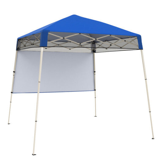 7 x 7 FT Pop-Up Canopy Tent with 1 Push Center Lock for Sports Picnic Camping-Blue W2B