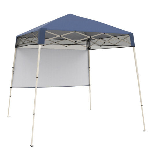 7 x 7 FT Pop-Up Canopy Tent with 1 Push Center Lock for Sports Picnic Camping-Blue W2B