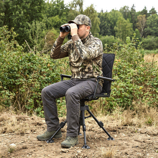 360 Silent Swivel Hunting Seat with 5-Level Adjustable-Black W2B