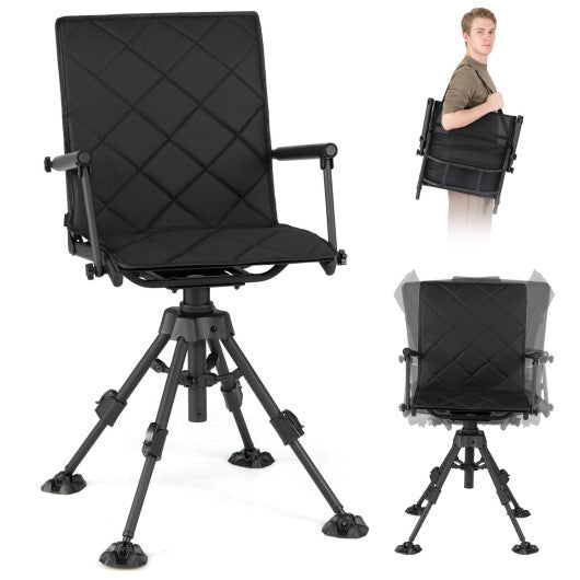 360 Silent Swivel Hunting Seat with 5-Level Adjustable-Black W2B