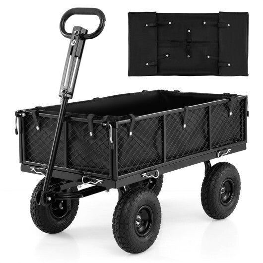 880 lbs Utility Wagon Flatbed with Removable Oxford Cloth Liner-Black W2B