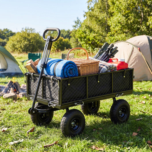 880 lbs Utility Wagon Flatbed with Removable Oxford Cloth Liner-Black W2B