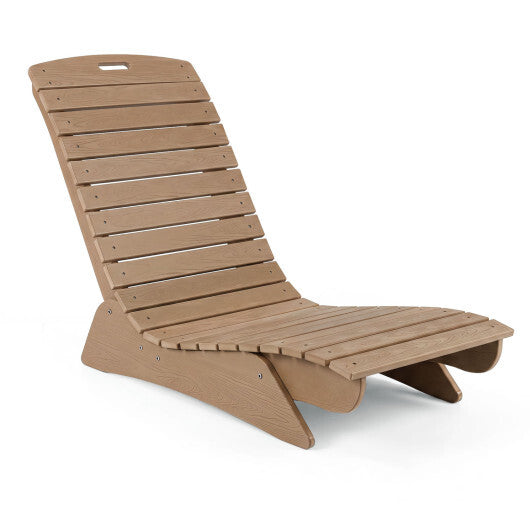 Fade-Resistant Outdoor Lounger with Contoured Shape for Deck Poolside-Brown W2B